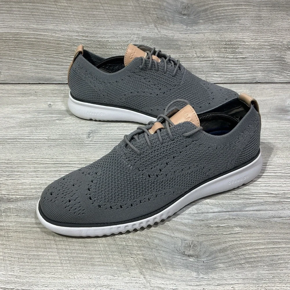 Cole Haan 2.Zerogrand Stitchlite Wingtip Oxford Men's Size 10 M Gray Knit C27947
